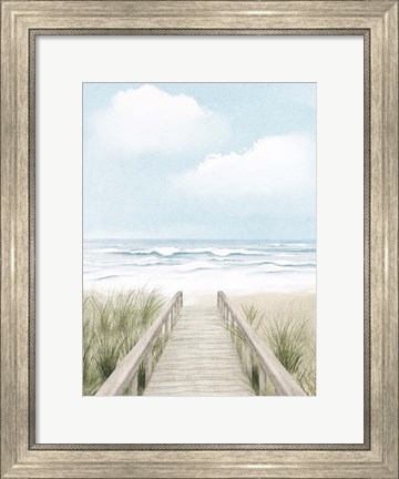 Framed Wooden Path To The Beach Print