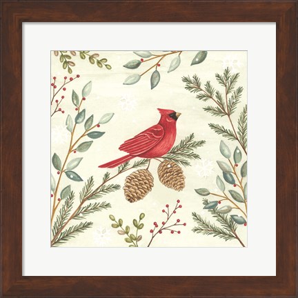 Framed Woodland Animals Cardinals Print