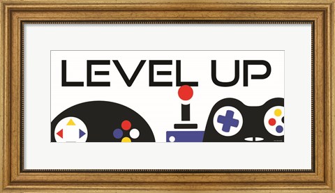 Framed Level Up with Controllers Print
