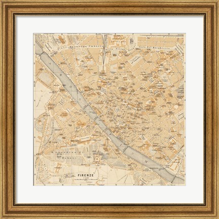 Framed Mapa Di Firenze, 1896 Print