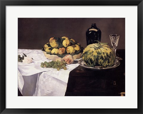 Framed Still Life with Melons and Peaches Print