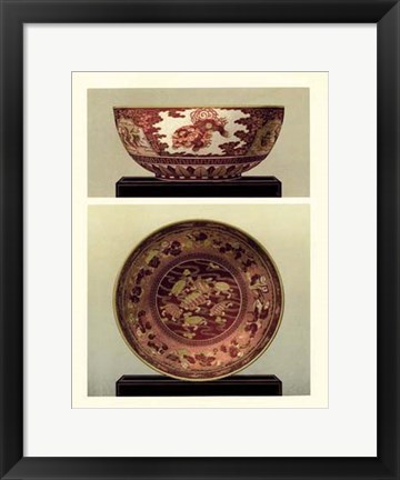 Framed Oriental Bowl and Plate I Print