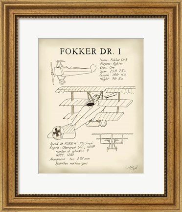 Framed Fokker Dreidecker Print