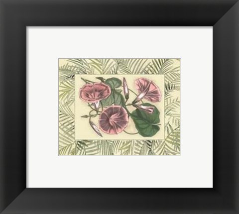 Framed Tropical Flowers in Bamboo I (horizontal) Print