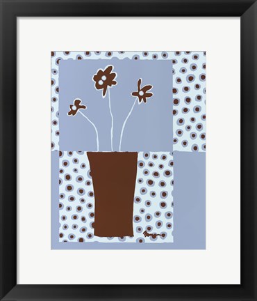 Framed Minimalist Flowers in Blue I Print