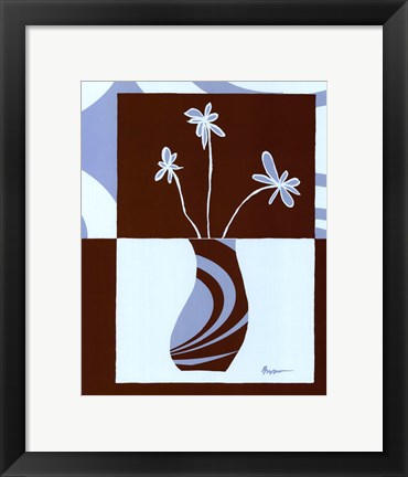 Framed Minimalist Flowers in Blue IV Print