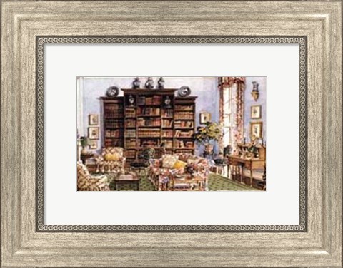 Framed Library Sitting Room in an American Country House Print