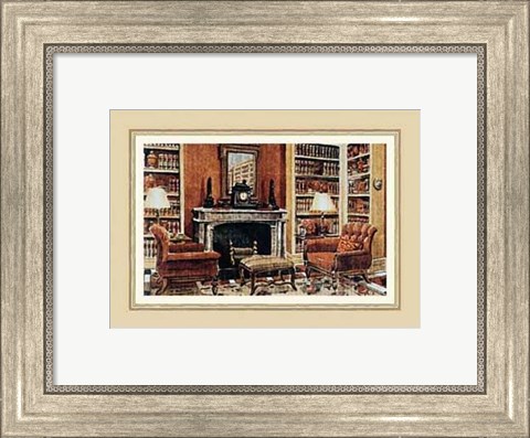 Framed Cozy Neoclassical Book Rooms Print