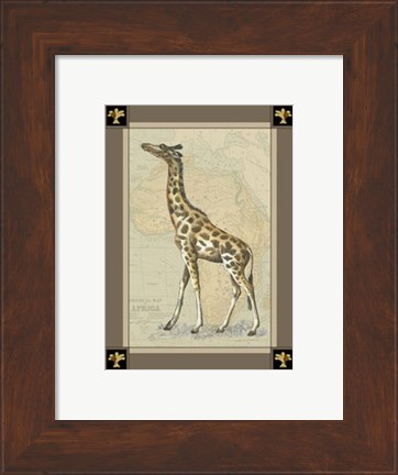 Framed Giraffe with Border I Print