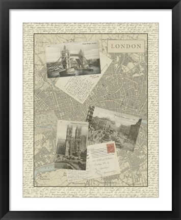 Framed Vintage Map of London Print
