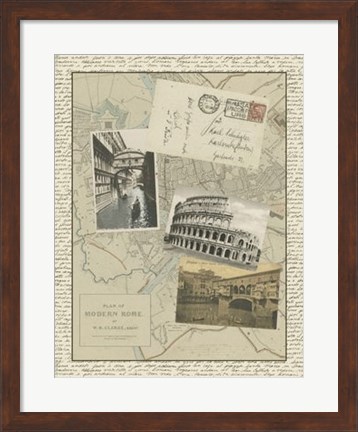 Framed Vintage Map of Rome Print