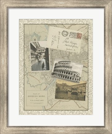Framed Vintage Map of Rome Print