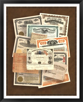 Framed Stock Certificate Collection Print