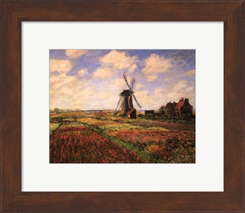 Framed Tulip Fields with Windmill Print