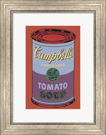Framed Campbell&#39;s Soup Can, 1965 (blue &amp; purple) Print
