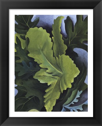 Framed Green Oak Leaves Print