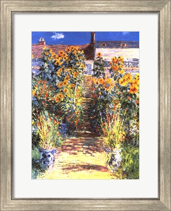 Framed Artist&#39;s Garden at Vetheuil Print