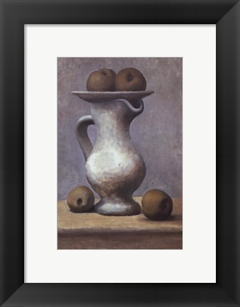 Framed Still Life with Pitcher and Apple Print