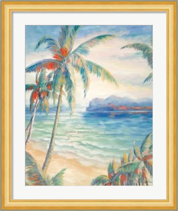 Framed Tropical Breeze I - palm trees Print