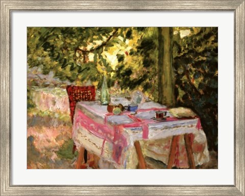 Framed Table Set in a Garden Print