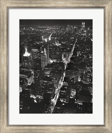 Framed Night View of Lower Manhattan Print