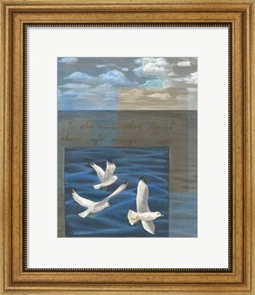 Framed Three White Gulls I Print