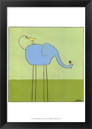 Framed Stick-Leg Elephant I Print