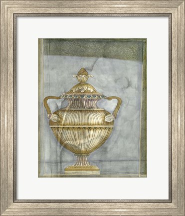 Framed Small Urn And Damask II Print