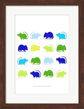 Framed Animal Sudoku in Blue V Print