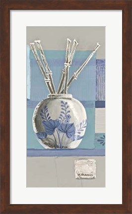 Framed Blue Asian Collage I Print