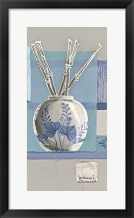 Framed Blue Asian Collage I Print