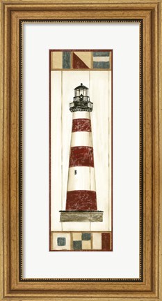 Framed Americana Lighthouse I Print
