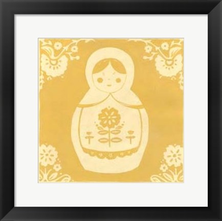 Framed Russian Doll in Yellow Print