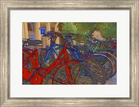 Framed Colorful Bicycles I Print