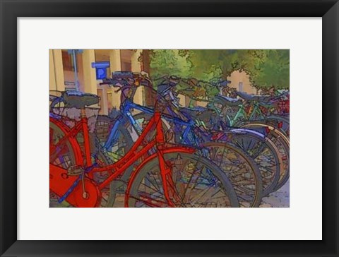 Framed Colorful Bicycles I Print