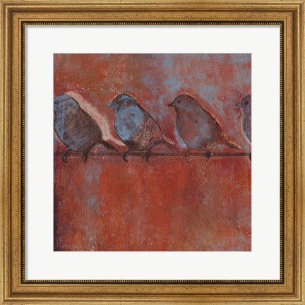 Framed Row of Sparrows I Print