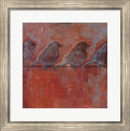 Framed Row of Sparrows II Print