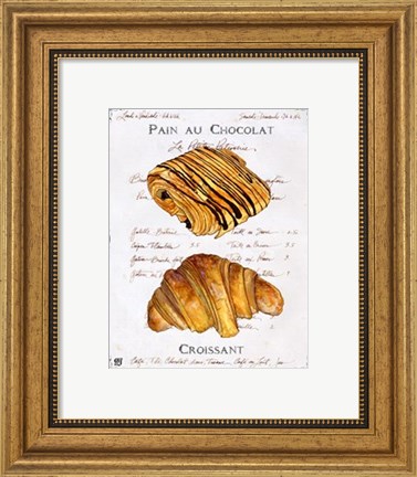 Framed Pain au Chocolat et Croissant Print