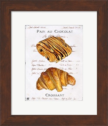 Framed Pain au Chocolat et Croissant Print