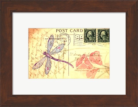 Framed Postcard Dragonfly I Print