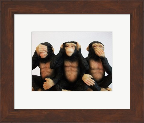 Framed Monkeys - See No Evil, Hear No Evil, Speak No Evil Print
