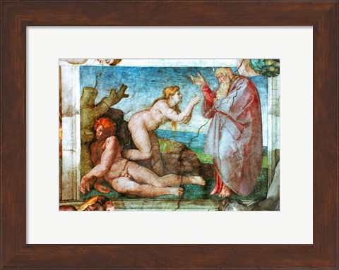 Framed Sistine Chapel ceiling: Creation of eve, with four Ignudi, 1511 Print