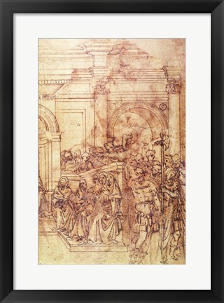 Framed W.29 Sketch of a crowd for a classical scene Print
