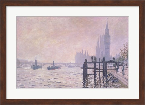Framed Thames below Westminster, 1871 Print