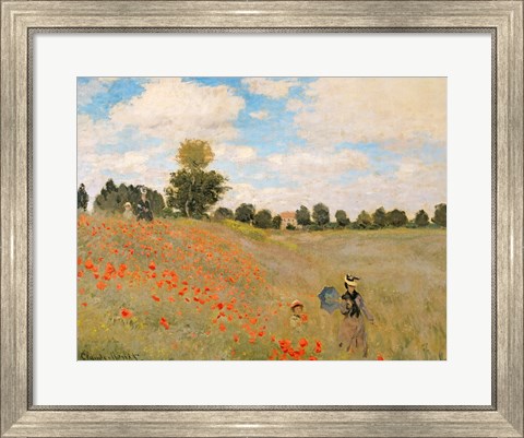 Framed Wild Poppies, near Argenteuil (Les Coquelicots: environs d&#39;Argenteuil), 1873 Print