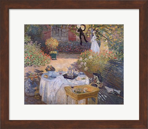 Framed Luncheon: Monet&#39;s garden at Argenteuil, c.1873 Print