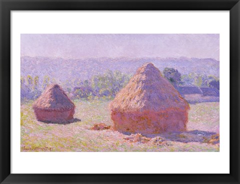 Framed Haystacks, or The End of the Summer, at Giverny, 1891 Print