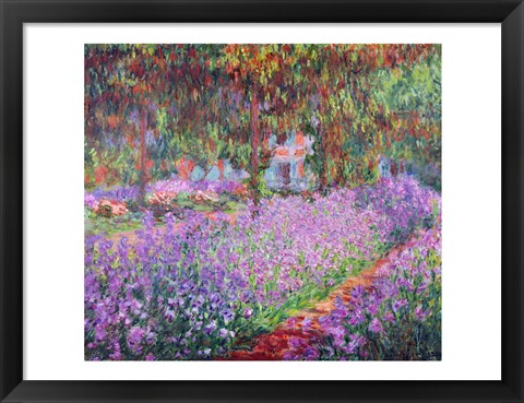 Framed Artist&#39;s Garden at Giverny, 1900 Print