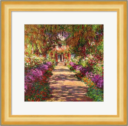 Framed Pathway in Monet&#39;s Garden, Giverny, 1902 Print