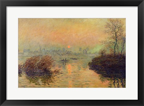 Framed Sun Setting over the Seine at Lavacourt. Winter Effect, 1880 Print